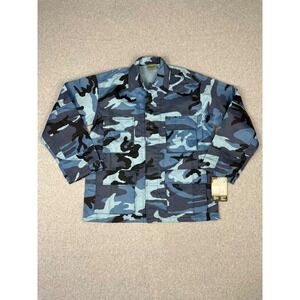 Rothco Military BDU Shirt Mens M Blue Camo Tactical Army Coat Uniform